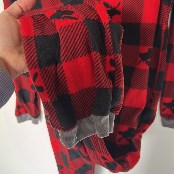 Christmas Moose Pajamas - CHRISTMAS Zip Up Fleece Union Onsie Kids Size XL 14-16 - Picture 4 of 6